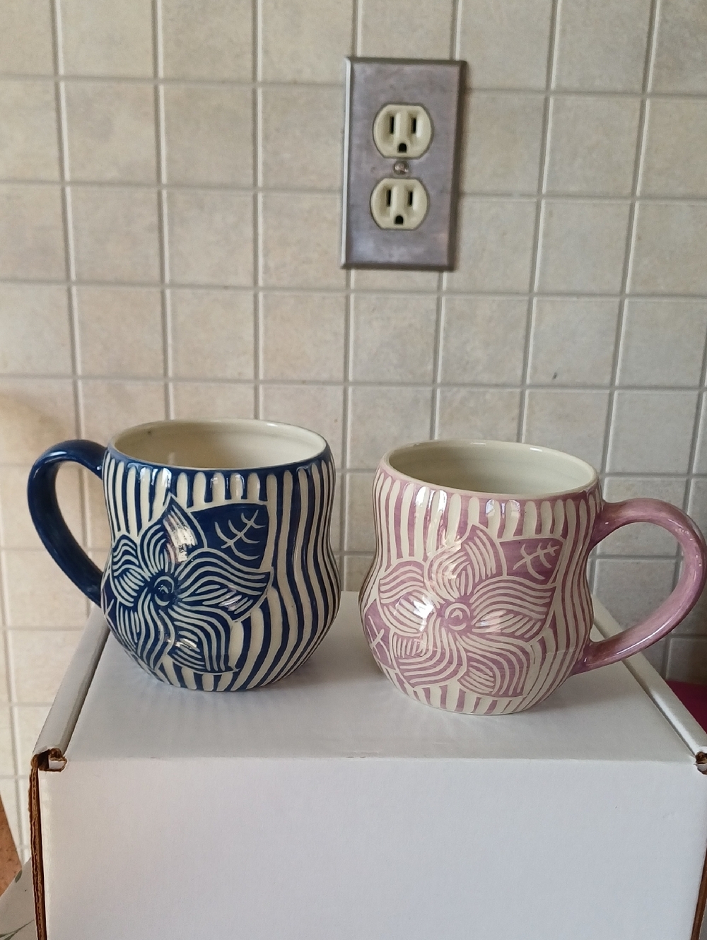 Pottery Floral Mugs